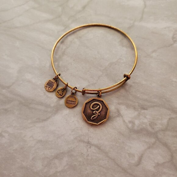 ✨ Alex and Ani Gold Z Initial Charm Expandable Adjustable Bangle Bracelet ✨ - Picture 1 of 5